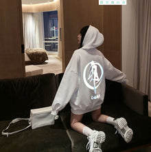 Hoodies Autumn Letter Print Women Reflective Hoodies Sweatshirts Casual Loose Long Sleeve Tracksuit hoodies Women White Tops Hot