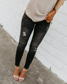 Moto Biker Jeans Women Locomotive Gray Black High Street Skinny Denim Pants Distressed Vintage Slim Ripped Pleated Kot Pantolon