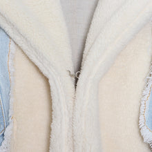TWOTWINSTYLE Patchowrk Lambswool Denim Jacket For Women Lapel Long Sleeve Tassel Casual Coat Female 2020 Winter Fashion New Tide