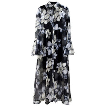 Plus Size Thin Flower Printed Chiffon Cardigan Women Maxi Poncho 2020 Summer Fashion Female Long Kimonos Outwear Coat
