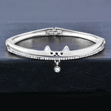 SINLEERY Romantic Black Heart Bangle Cuff For Women Gold Silver Color Crystal Heart Pendant Bracelets Women SL151 SSC
