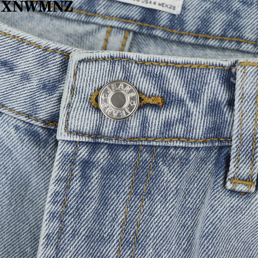 Za Vintage mom jeans high waisted jeans woman ripped boyfriend jeans for women korean style distressed jeans blue denim pants