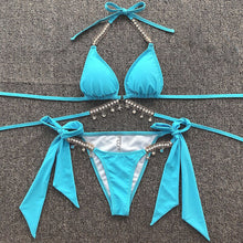 Sexy Bikini Female Swimsuit Crystal Diamond Bikini Set 2021 Women Swimwear Two Pieces Swimsuit Bandage Bathing Suits Beach Wear