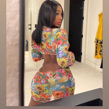 ANJAMANOR Floral Printed Mesh Sexy Top and Skirts Sets Summer Vacation Outfits 2021 Rave Party Club Wear Two Piece Set D85-CE11