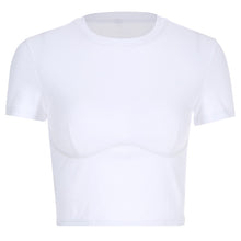 Rockmore Hot Sale White O-Neck Women Bodycon Tight T-shirt Short Sleeve Casual Fashion Female Tshirts Harajuku Streetwear Shirts