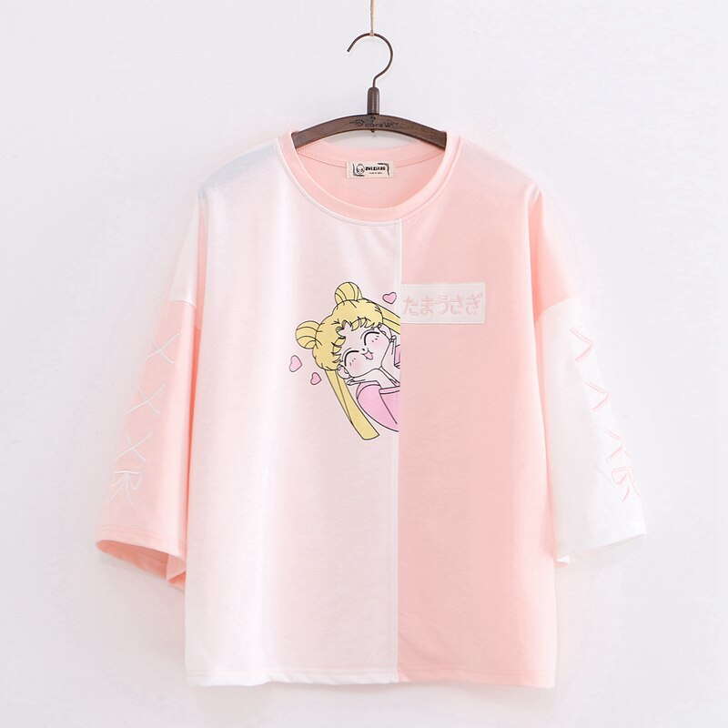 Orane Embroidery Patchwork Korean Style T Shirt For Women Half Sleeve Cotton Tops 2020 Summer Cute Sweet Style Ladies Tee Shirts