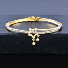 SINLEERY Romantic Black Heart Bangle Cuff For Women Gold Silver Color Crystal Heart Pendant Bracelets Women SL151 SSC