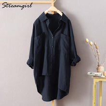 White Linen Shirt Women Long Sleeve Summer Work Wear White Shirt Linen Blouse Female Women's Blouse Women's Shirts With Pocket