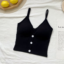 Women's Summer Camisole New 2020 Fashion Cropped Button Outer Wear Thin V-Neck Knit Tops WX73