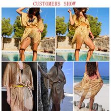 Tassel gold bikini cover up Sexy beach dress tunics for women beachwear 2021 Summer See through swimsuit cover-ups kaftan new