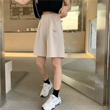 Harajuku Elastic High Waist Moon Embroidered Shorts Women Loose Sport Summer BF Casual Running Shorts Women Biker Baggy Short