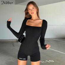 Nibber high street casual knitting playsuits femme 2020 summer black simple stretch Slim Elegant short jumpsuit pure Active Wear