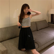 Harajuku Elastic High Waist Moon Embroidered Shorts Women Loose Sport Summer BF Casual Running Shorts Women Biker Baggy Short