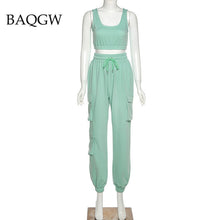 Solid Sports Wear 2 Piece Women Set Summer Casual Crop Top and Pants Set Tracksuit Female Two Piece Set 2020 Autum Clothes Suits