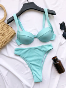 Bikinis 2020 Swimwear Women Swimsuit Push Up Bikini Set Solid Color Shiny Swimming Suit Two-pieces Bathing Suit