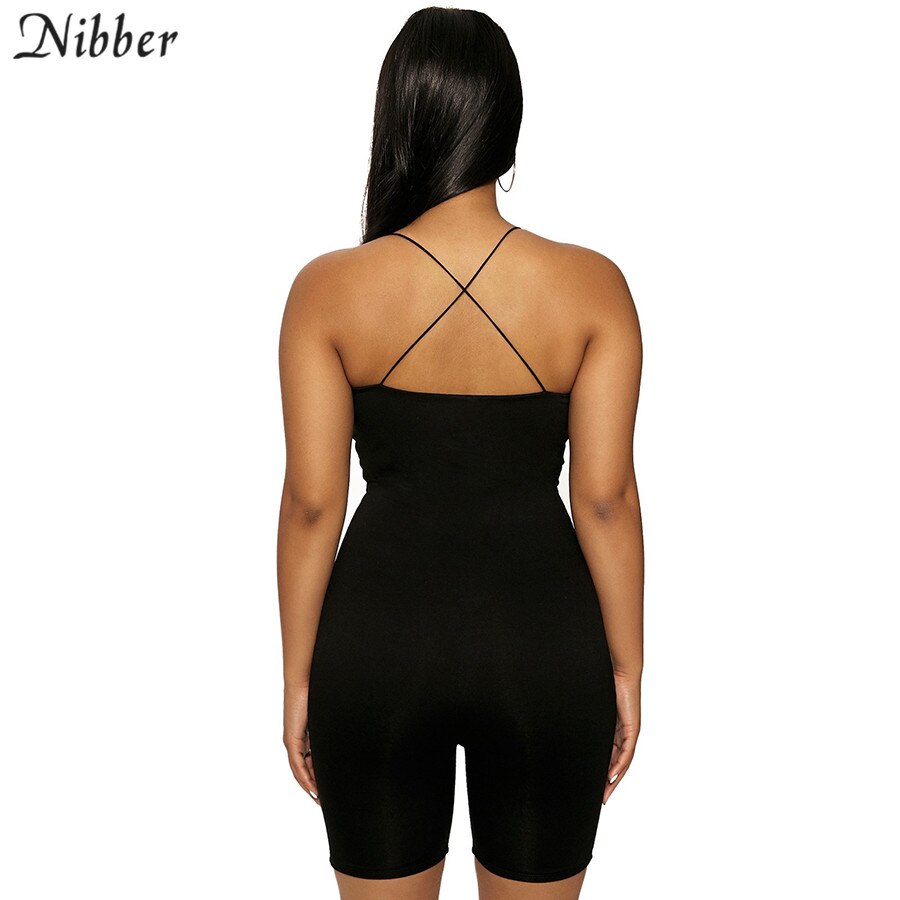 Nibber summer stretch Slim sling playsuits women fashion Basic red black sleeveless short jumpsuit street casual wear 2020 mujer