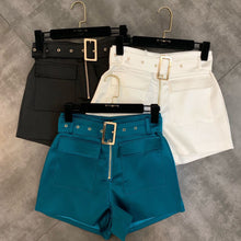 Shorts Women 2020 Spring Autumn Korean Solid Color Belt Casual Shorts High Waist Zipper Wide Leg Trousers Female Belt Shorts