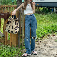 Broken jeans female 2021 new wave autumn and winter small small high waist thin straight loose vertical wide leg pants - Alibaba