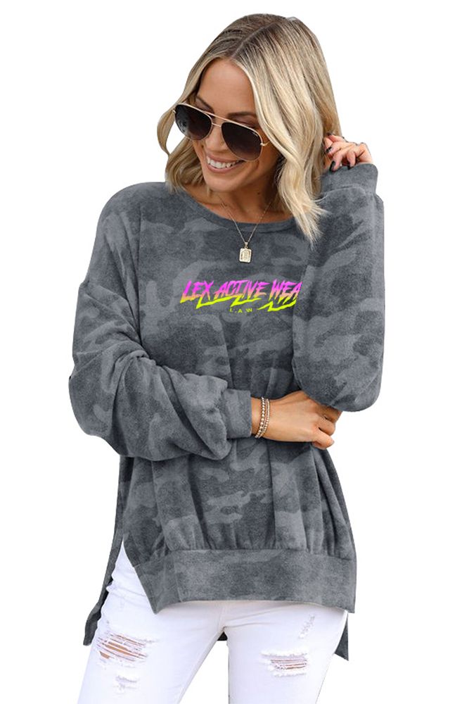 High-low Edge Camo Sweatshirt