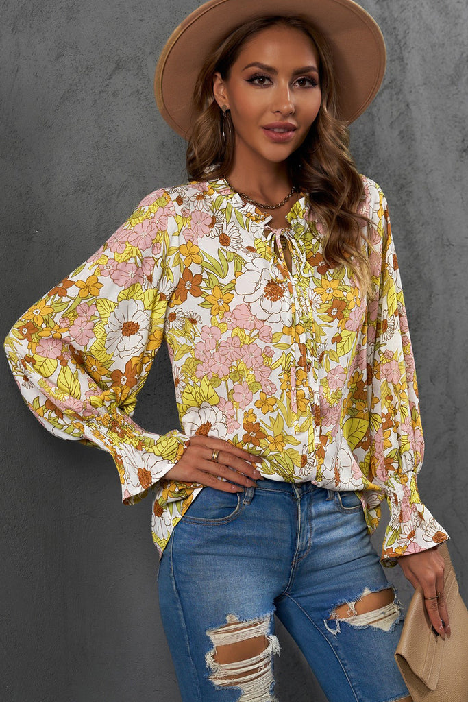 Rose Floral Smocked Blouse
