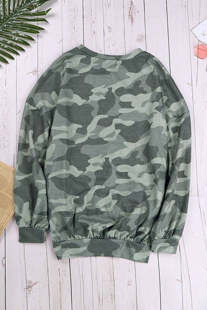 High-low Edge Camo Sweatshirt