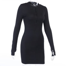 Ladies Elegant Solid Party Dress Women Casual Half-Zip Long Sleeve Rib Bodycon Dress Winter Spring Slim Mini Dresses Knitwear