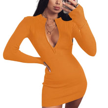 Ladies Elegant Solid Party Dress Women Casual Half-Zip Long Sleeve Rib Bodycon Dress Winter Spring Slim Mini Dresses Knitwear