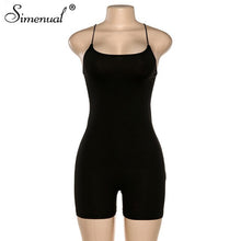 Simenual Sporty Casual Strap Rompers Womens Jumpsuit Workoout Active Wear Fashion Basic Sleeveless Black Skinny Biker Playsuits