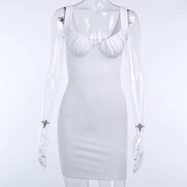 LVINMW Sexy Skinny Bralette With Bow Low Cut Slim Dress 2020 Women Summer Fashion Sleeveless Backless Dress Female Party Club