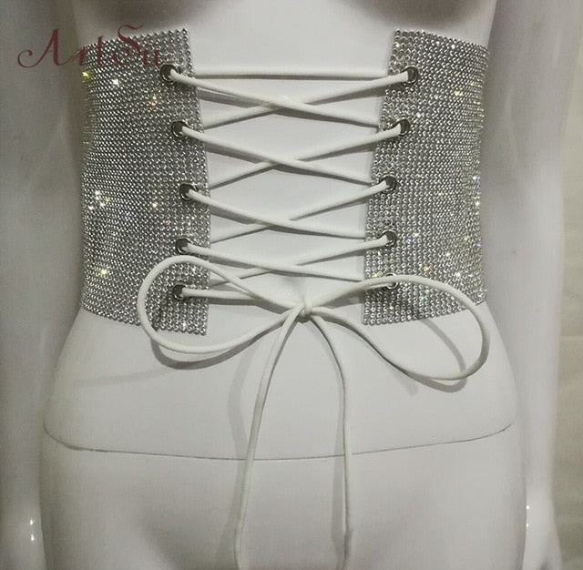 Women Ultra Super Wide Belt Elastic Corset Belt Fashion Wide Waist Belt Ladies Clothing Female White Decorations ASDR60746
