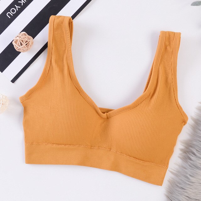 Women Tank Crop Tops Seamless Underwear Chest Crop Tops Female Lingerie Sport Street Fitness Top Active Wear Padded Camisole