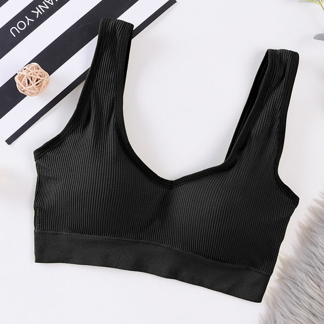 Women Tank Crop Tops Seamless Underwear Chest Crop Tops Female Lingerie Sport Street Fitness Top Active Wear Padded Camisole