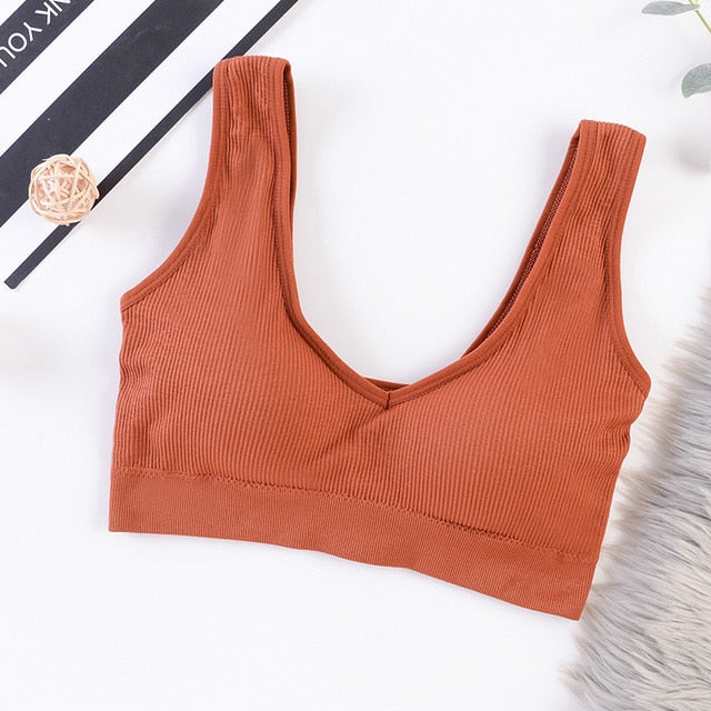 Women Tank Crop Tops Seamless Underwear Chest Crop Tops Female Lingerie Sport Street Fitness Top Active Wear Padded Camisole