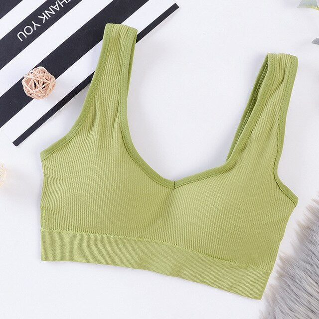 Women Tank Crop Tops Seamless Underwear Chest Crop Tops Female Lingerie Sport Street Fitness Top Active Wear Padded Camisole