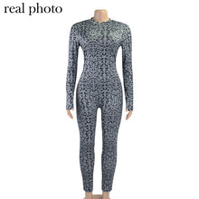 Simenual Zipper Printed Sporty Fitness Bodystocking Women Long Sleeve 2020 Autumn Winter Bodycon Rompers Jumpsuits Active Wear