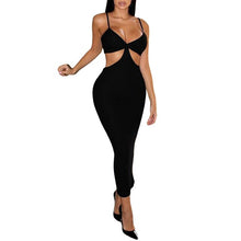 Women sexy jumpsuit Tight One Piece Dress Low Cut Backless Bra Ankle Long Solid Color Dress for partywear